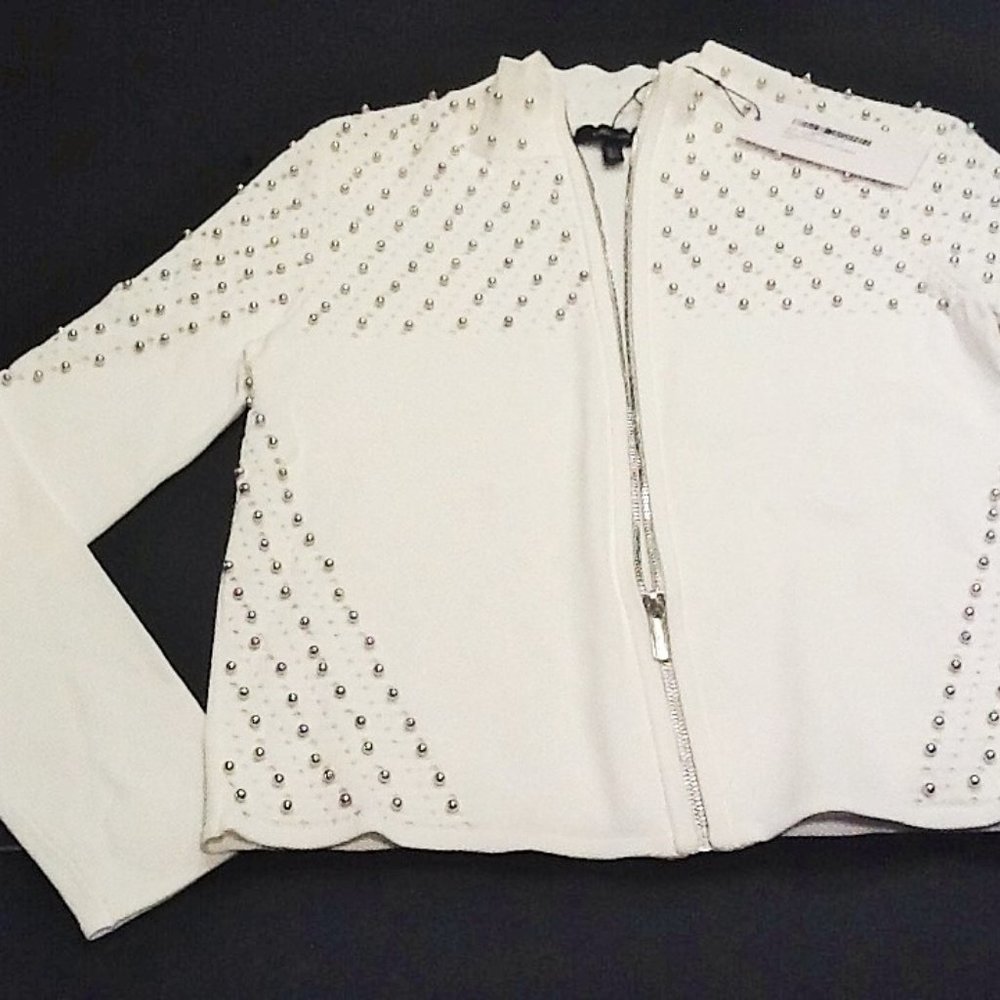 Karen Millen White Cardigan with Silver Embellishments